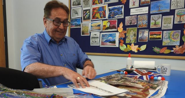 An image of a learner creating an art collage