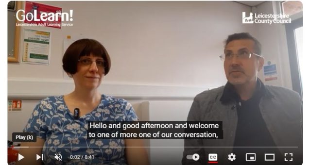 Image is a screenshot of our YouTube video titles 'GoLearn! Tutor Talk - Astrid and Juan'.