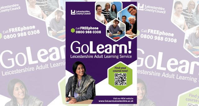 A picture of the cover page of the GoLearn (Leicestershire Adult Learning) service brochure.