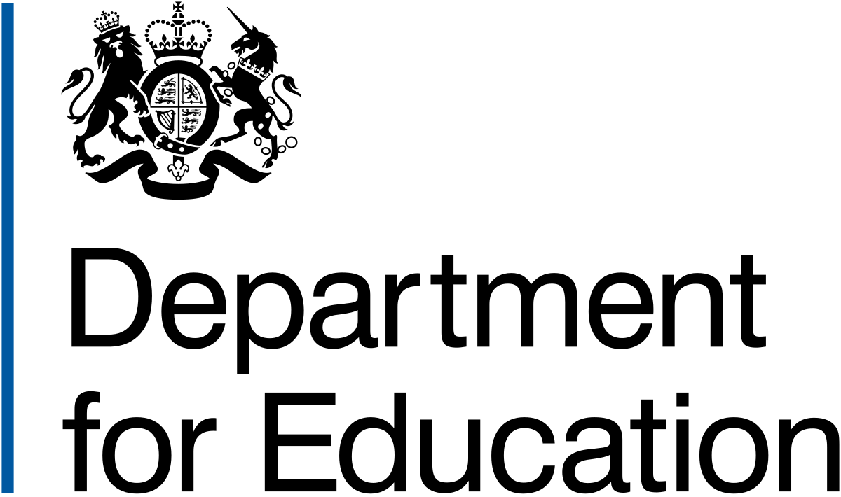 Department for Education Official Logo - Grey background with black text.