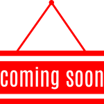 Coming Soon hanging banner in red